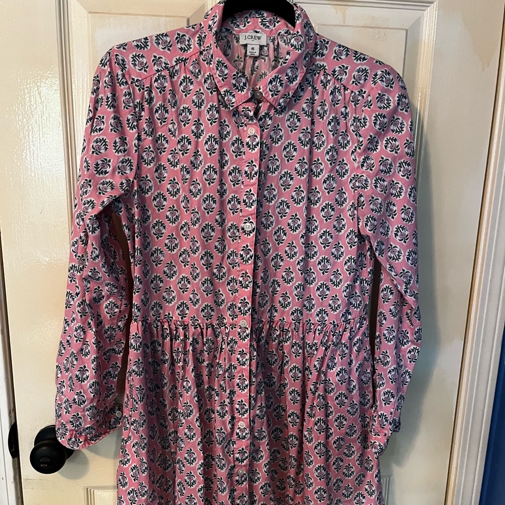 J. Crew long sleeve pink dress with flowers